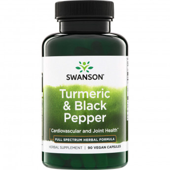 Swanson Vitamins Turmeric & Black Pepper 600 мг (вегетарианские капсулы) 90 капсул